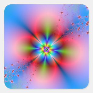 Pink Floral Spray on Blue Sticker