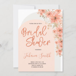 Pink Floral Spring Arch Bridal Shower Invitation