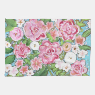 Pink Floral Spring Blooms Kitchen Towel
