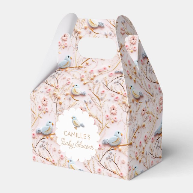 Pink Floral Spring Girl Baby Shower Favour Box (Front Side)
