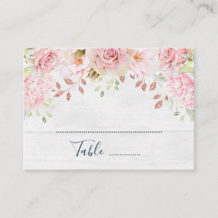 Pink Floral Spring Wedding Place Setting Cards