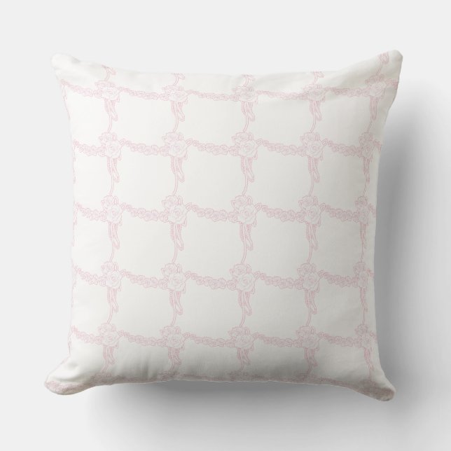 Pink Floral Squared Home Collection  Cushion (Front)