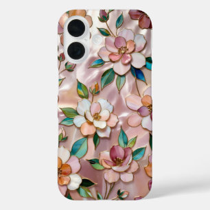 Pink Floral Stained Glass Phone Case Elegant