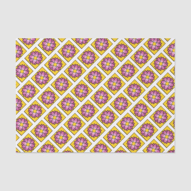 Pink Floral Stained Glass Tissue Paper (Front)