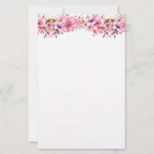 Pink Floral Stationery Paper
