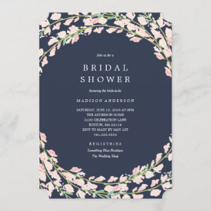 Pink Floral Stems Bridal Shower Invitation