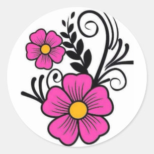 Pink Floral Sticker