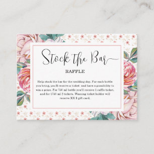 Pink Floral Stock the bar Bridal Shower  Enclosure Card