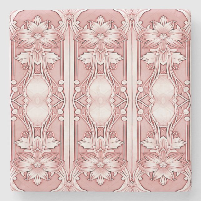 Pink Floral Stone Coaster (Front)