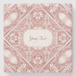 Pink Floral Stone Coaster