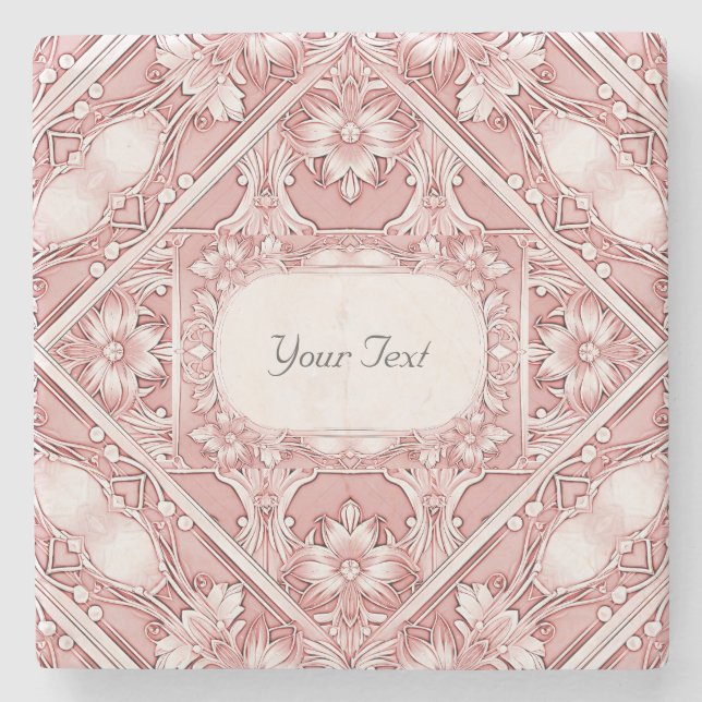 Pink Floral Stone Coaster (Front)
