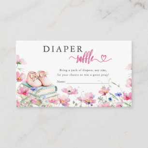 Pink Floral Storybook Baby shower Diaper Raffle Enclosure Card