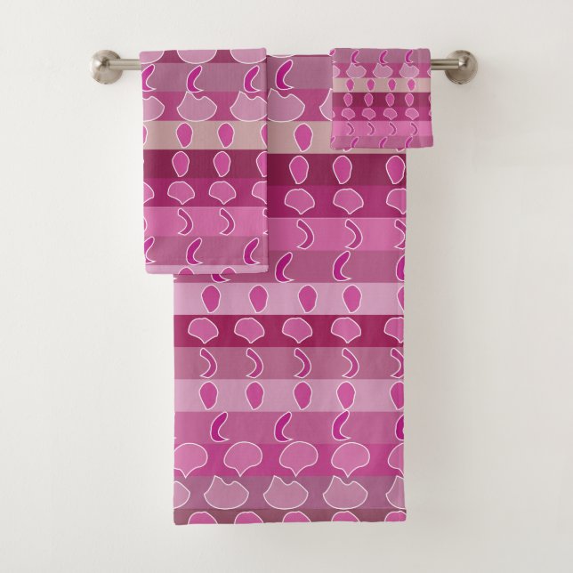 Pink Floral Stripe  Bath Towel Set (Insitu)