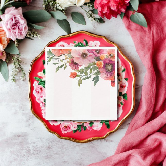 Pink Floral stripe Lunch Napkin (Creator Uploaded)
