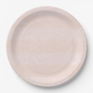 Pink Floral Stripe Wedding Reception Napkins Paper Plate