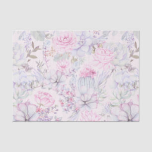 Pink Floral Succulent Illustration Summer Pattern Tissue Paper