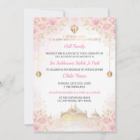 Pink Floral Sukhmani Sahib Path Invitation