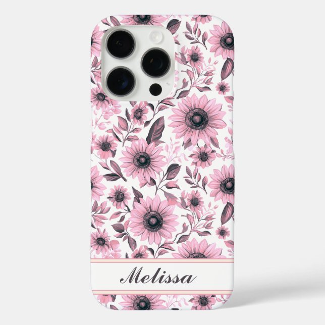 Pink Floral Sunflowers Case-Mate iPhone Case (Back)