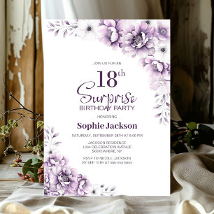 Pink Floral Surprise 18th Birthday Party Invitation
