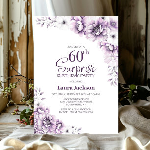 Pink Floral Surprise 60th Birthday Party Invitation