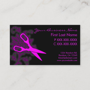 Pink floral swirl hair cut business cards