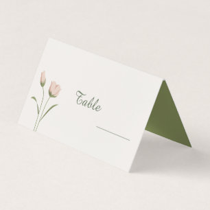 Pink Floral Table Place Cards for Wedding