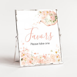 Pink Floral Tea for Two Baby Shower Favours Poster