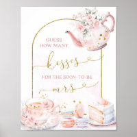 Pink Floral Tea How Many Kisses Bridal Games