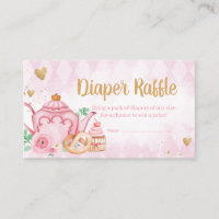 Pink Floral Tea Party Baby Shower Diaper Raffle