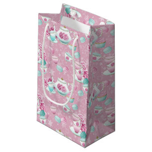 Pink floral tea party bag
