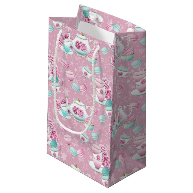 Pink floral tea party bag (Front Angled)