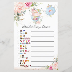 Pink Floral Tea Party Bridal Shower Picture Game