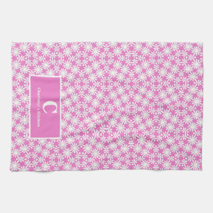 Pink floral tea towel