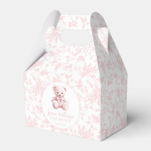 Pink floral teddy bear baby shower candy favour bo box