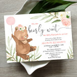 Pink floral teddy bear balloon girl baby shower invitation<br><div class="desc">For more advanced customisation of this design,  simply select the "Customise It" button above!</div>