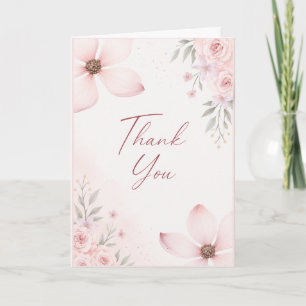 Pink Floral Thank You Card
