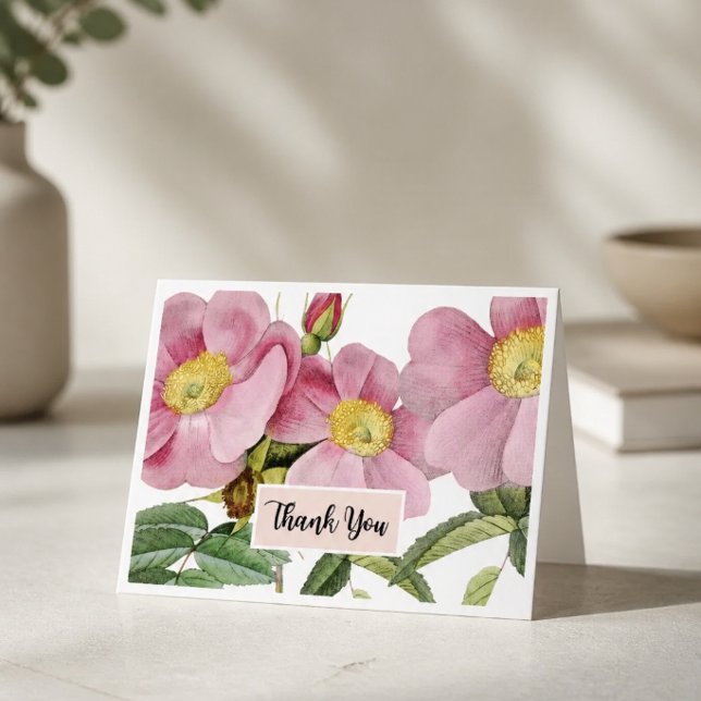 Pink Floral Thank You Card  (Creator Uploaded)