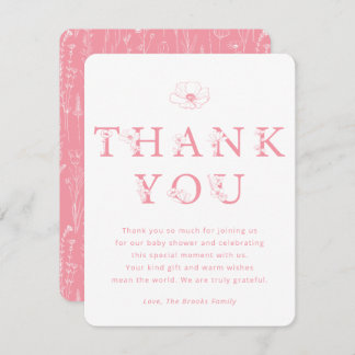 Pink Floral Thank You Card | Baby Shower