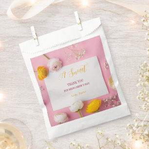Pink Floral Theme Bridal Shower Favour Bags