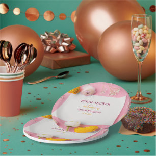 Pink Floral Theme Bridal Shower Paper Plate