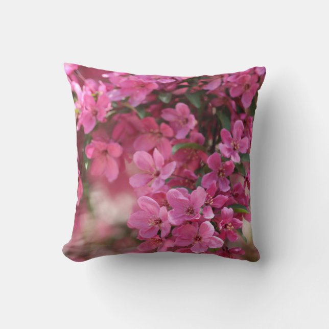 Pink Floral Throw Pillow (Front)