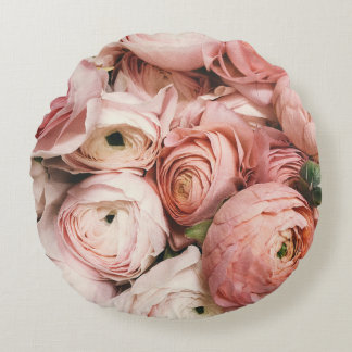 Pink Floral Throw Pillow