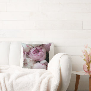 Pink Floral Throw Pillow