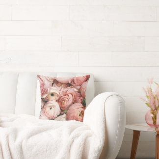 Pink Floral Throw Pillow