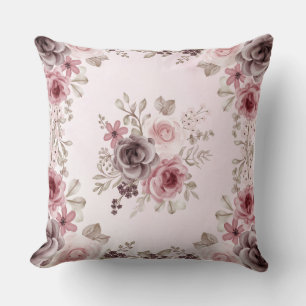 Pink Floral Throw Pillow