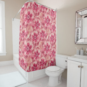 Pink Floral Tie Dye Shower Curtain