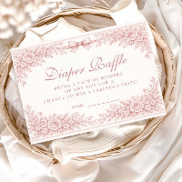 Pink Floral Toile Diapper Raffle