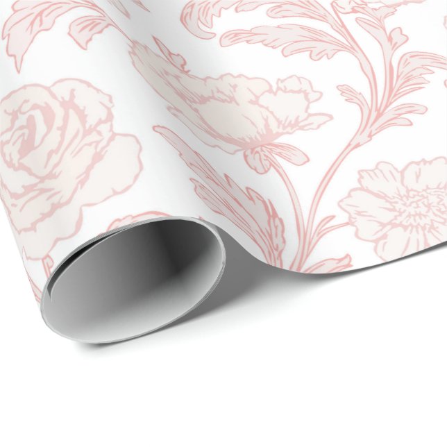 Pink Floral Toile Wrapping Paper (Roll Corner)