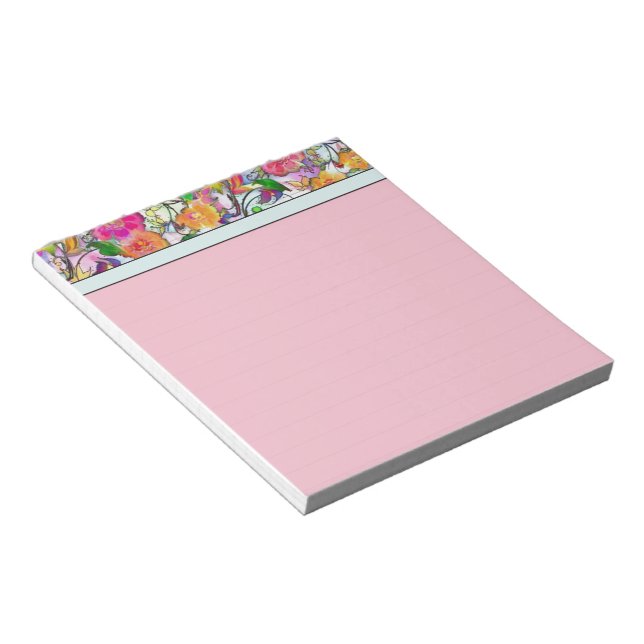Pink floral top notepad (Angled)