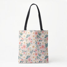 Pink Floral Tote Bag- Over The Shoulder
